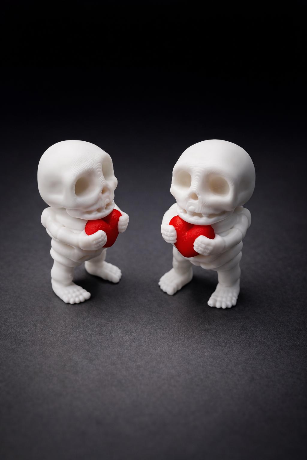 Articulated Skeleton Holding Heart – Valentine Gift – Spooky Fidget – Optional Keychain – 3D Printed