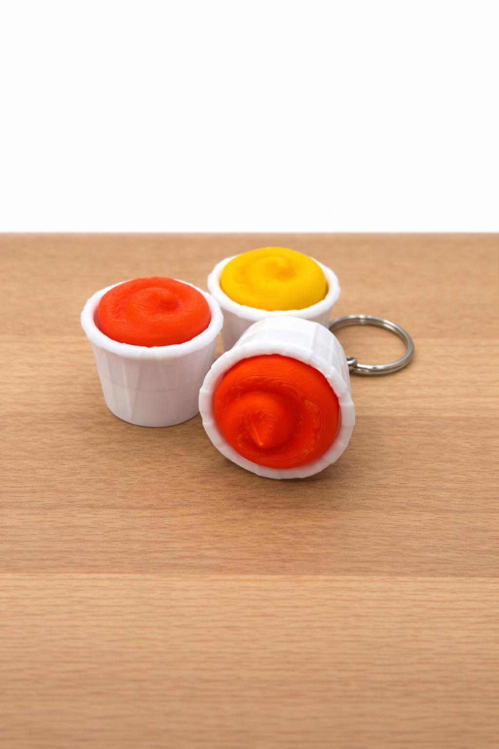 Condiment Clicker Fidget Keychain – Ketchup Mustard 3D Printed Sensory Desk Stress Relief Toy