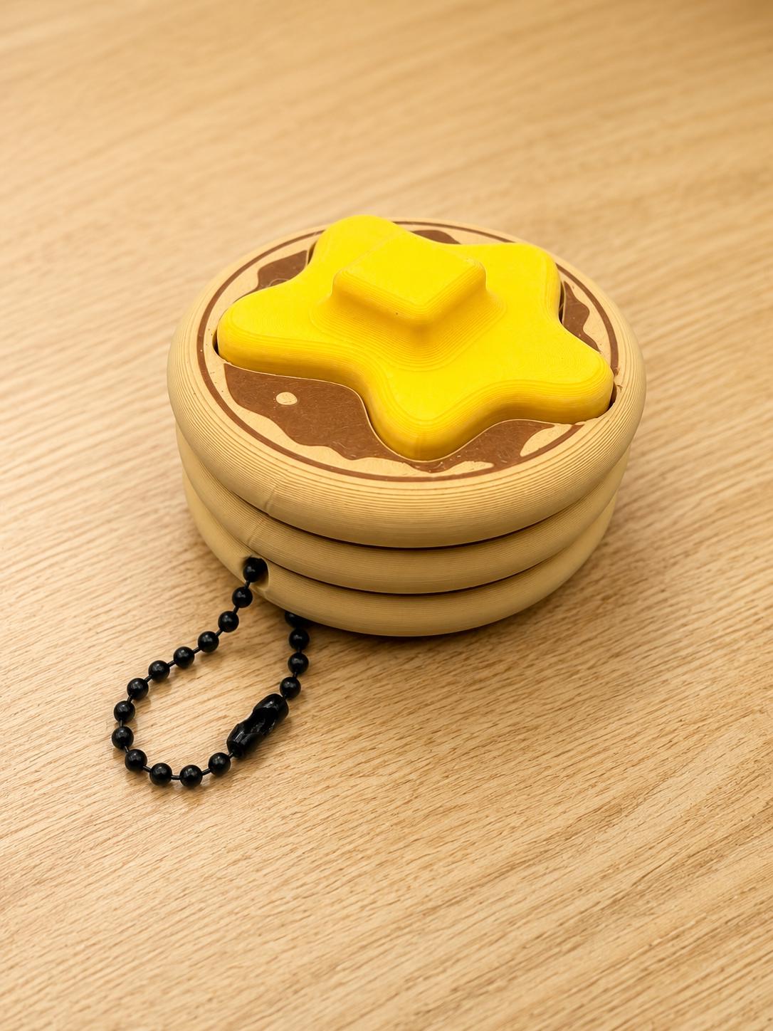 Pancake Fidget Clicker Keychain | 3D Printed Sensory Toy | Food Keychain | Gift for Teens & Adults
