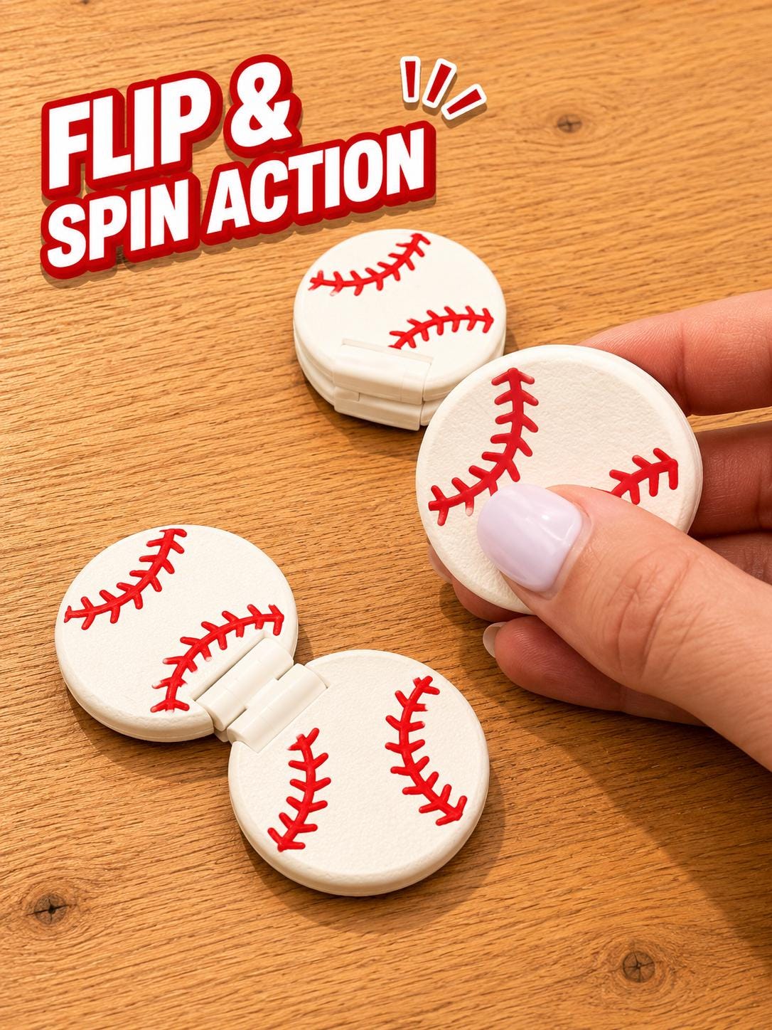 Baseball Flip & Spin Fidget | Team Gift, Party Favor, Classroom Prize, Little League