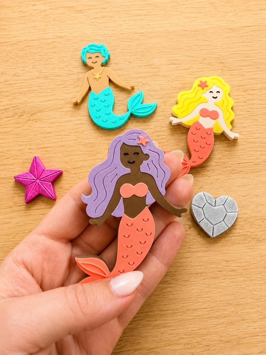Mermaid Sensory Bin Set, 3D Printed Ocean Loose Parts, Preschool Pretend Play