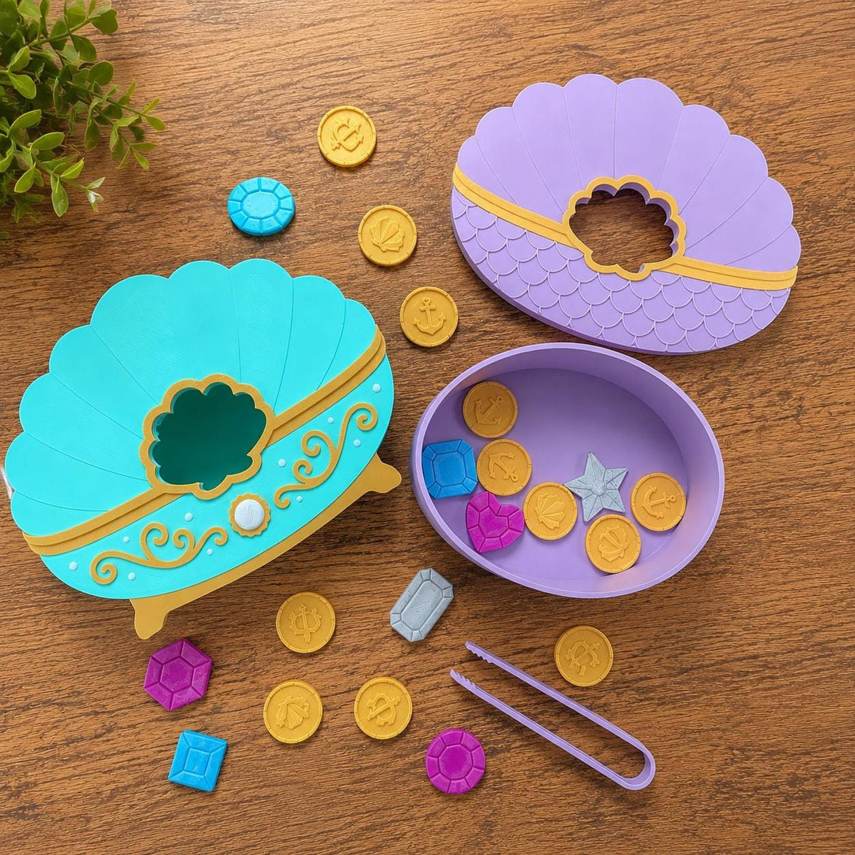 3D Printed Mermaid Treasure Drop, Fine Motor Sorting Toy, Sensory Play Set