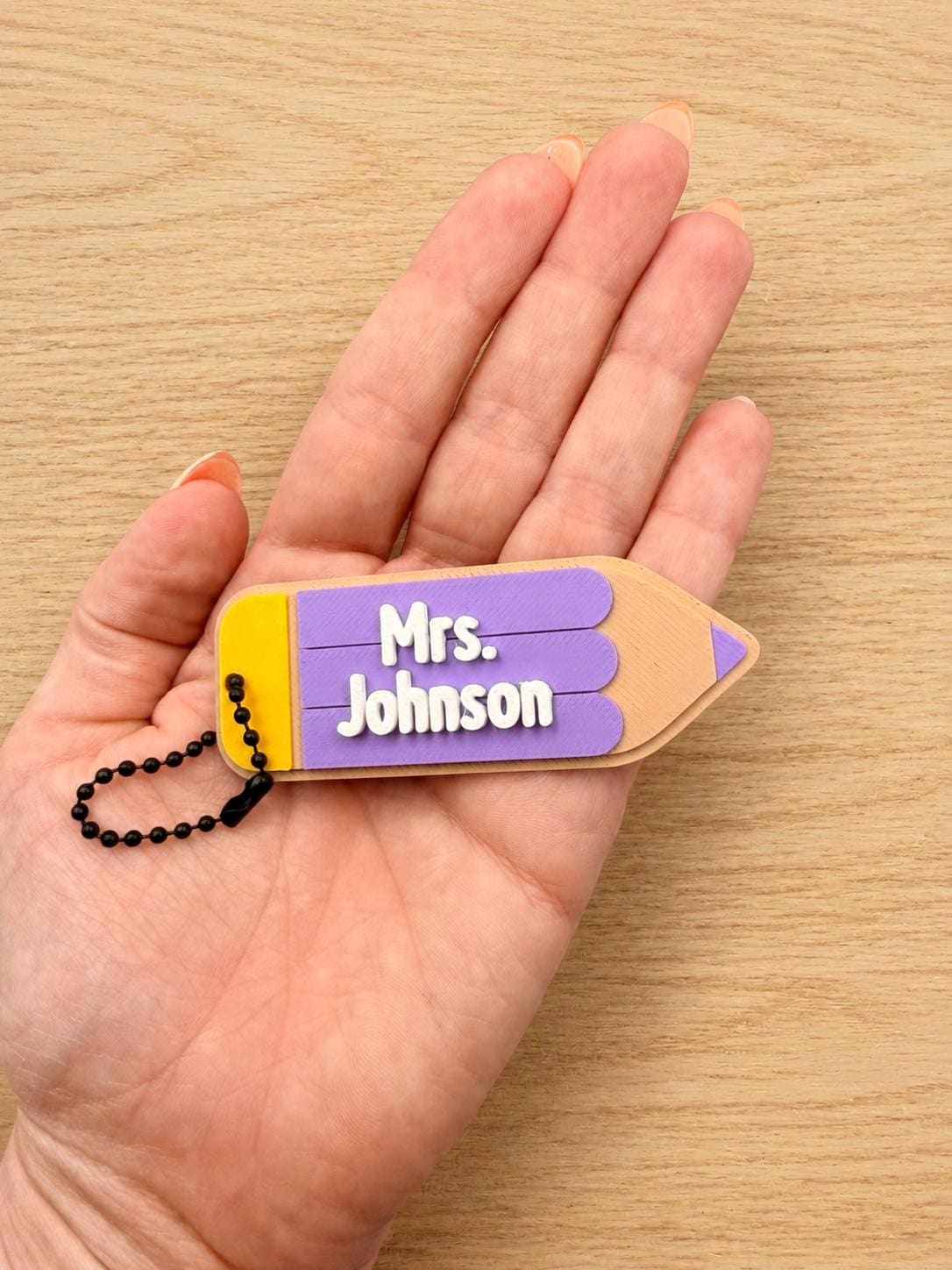 Personalized Teacher Pencil Keychain, Custom Name Teacher Gift, Classroom Keys or Bag Charm