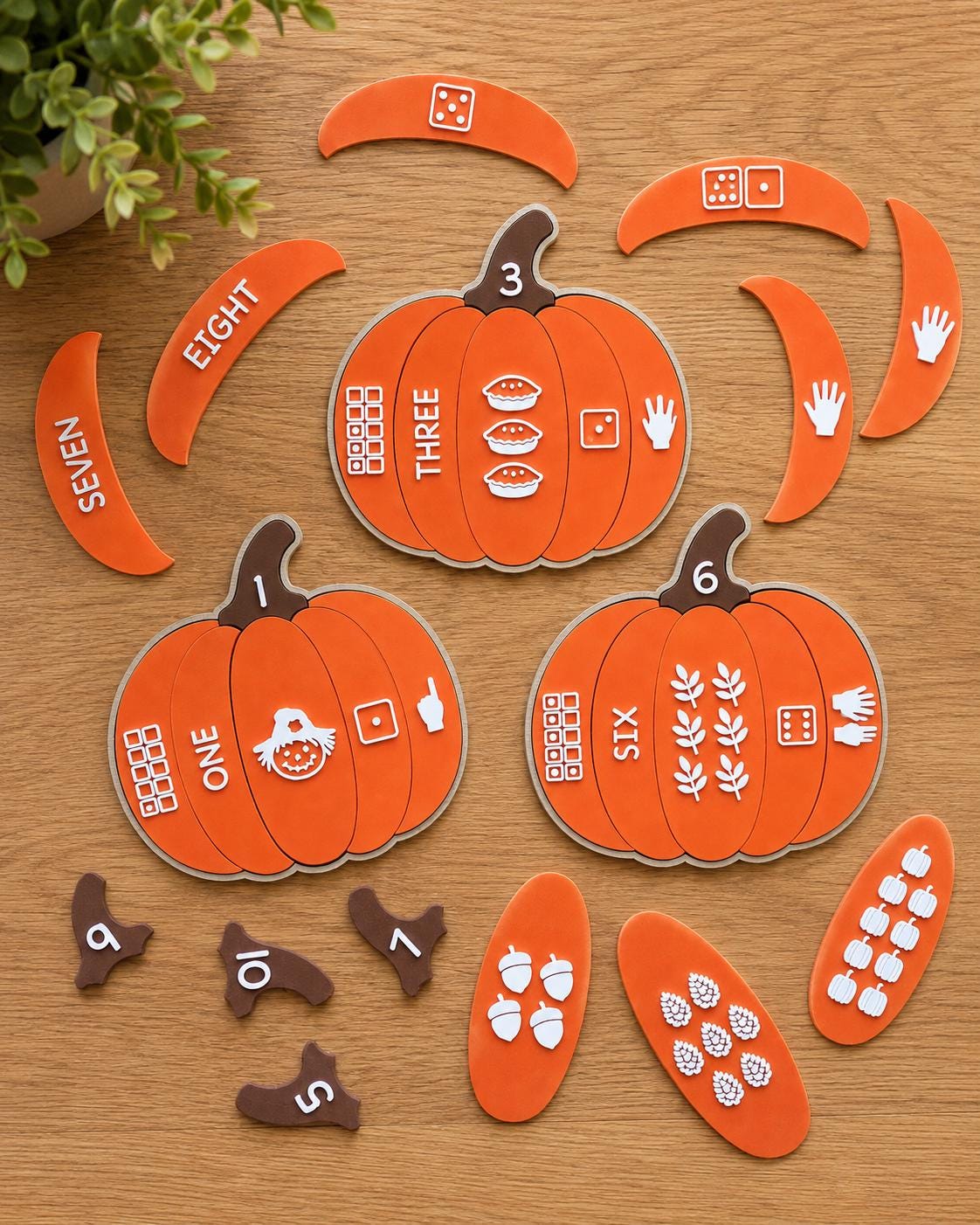 Pumpkin Number Sense Puzzle, Preschool Counting Activity, Fall Math Learning Toy, 3D Printed Puzzle, Homeschool Montessori