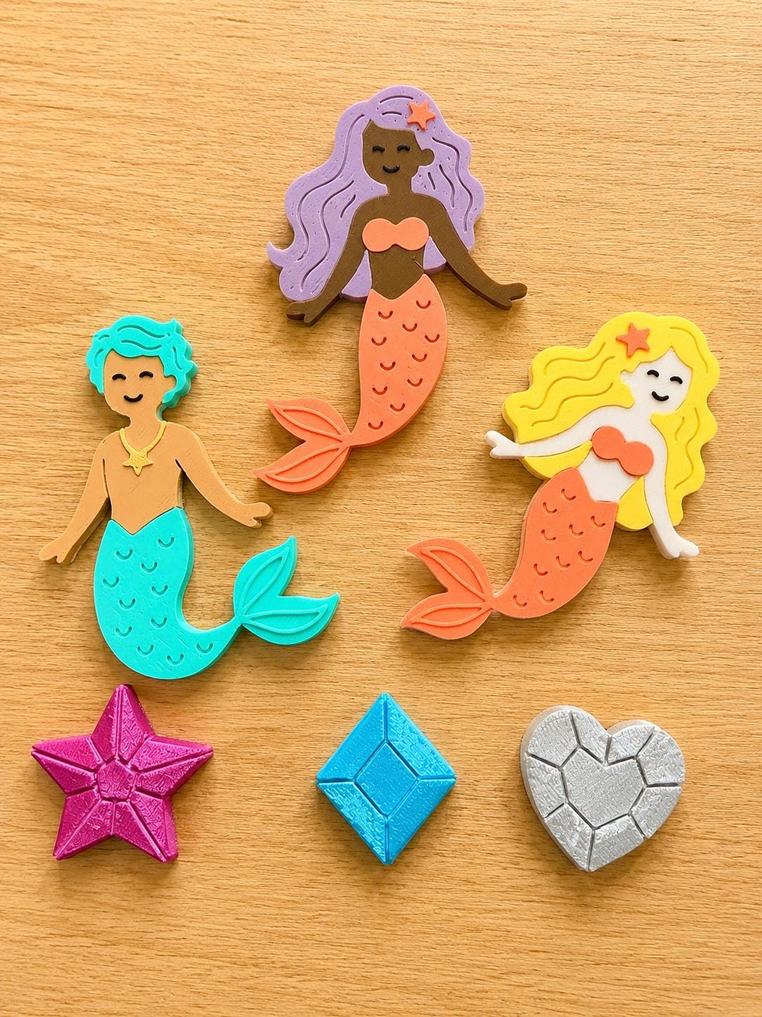 Mermaid Sensory Bin Set, 3D Printed Ocean Loose Parts, Preschool Pretend Play