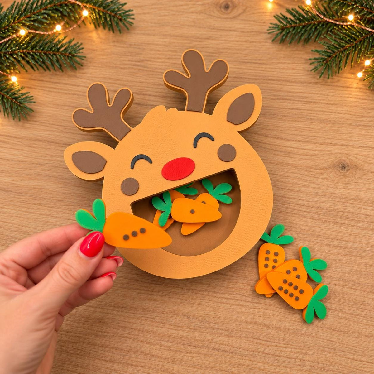 Feed the Reindeer Game with Carrots | Christmas Counting and Alphabet Activity | Preschool Learning Toy