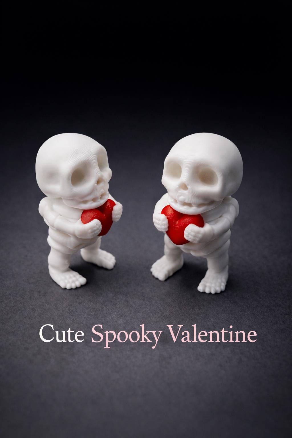 Articulated Skeleton Holding Heart – Valentine Gift – Spooky Fidget – Optional Keychain – 3D Printed