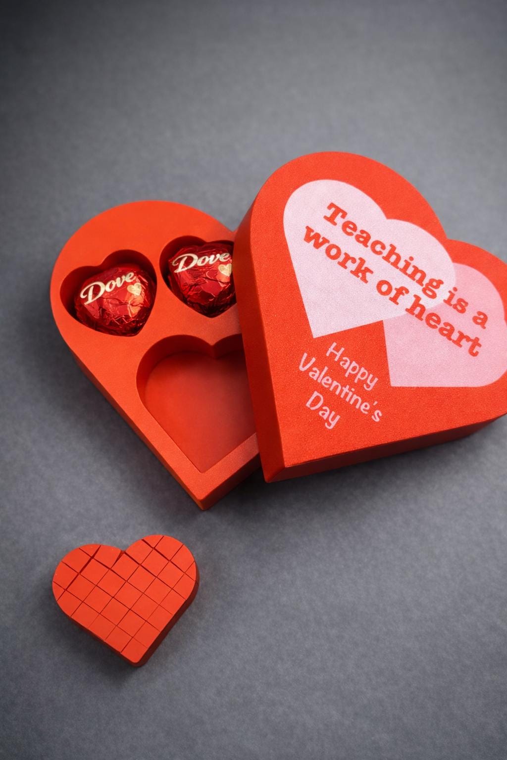 Teacher Valentine Gift Box with Pixel Heart Fidget and Candy Slots