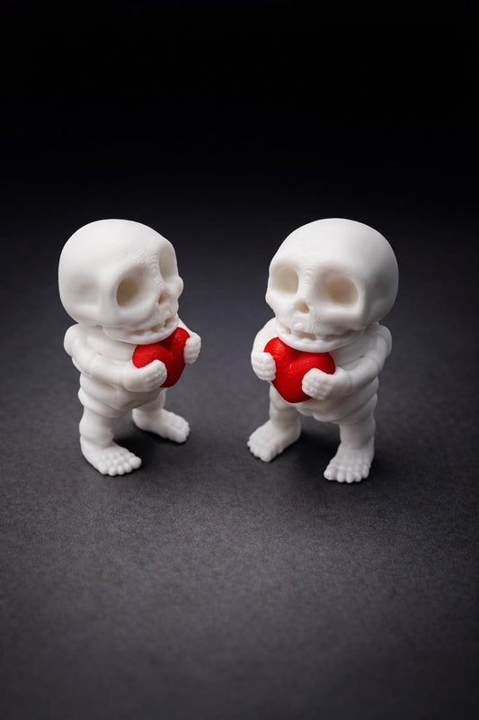Articulated Skeleton Holding Heart – Valentine Gift – Spooky Fidget – Optional Keychain – 3D Printed