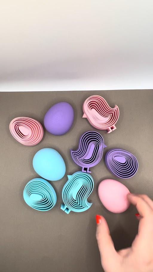 Baby Chick and Easter Egg Layered Fidget Toy - 3D Printed Easter Basket Stuffer