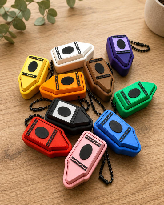 Crayon Clicker Fidget Toy | Keyboard Switch Sensory Keychain | Quiet Desk Toy | Classroom Prize | ADHD
