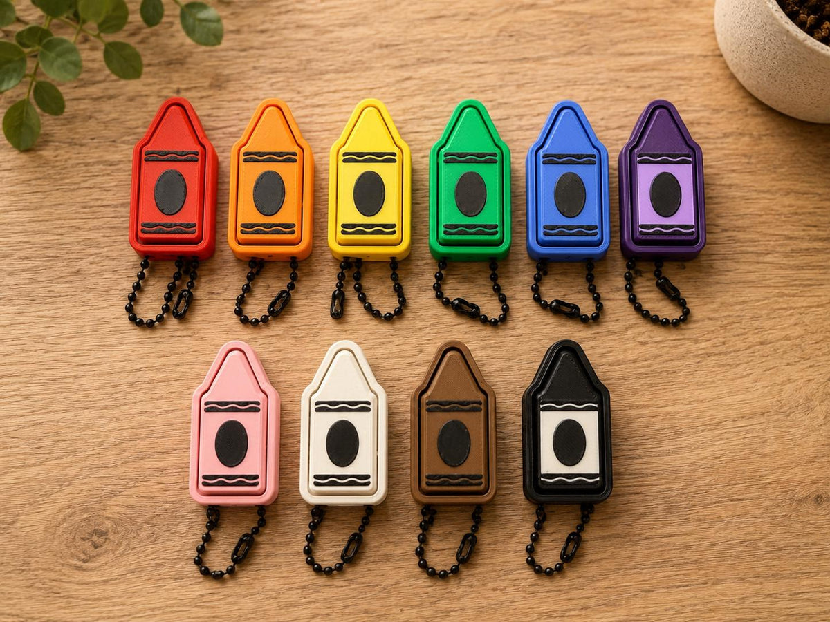 Crayon Clicker Fidget Toy | Keyboard Switch Sensory Keychain | Quiet Desk Toy | Classroom Prize | ADHD