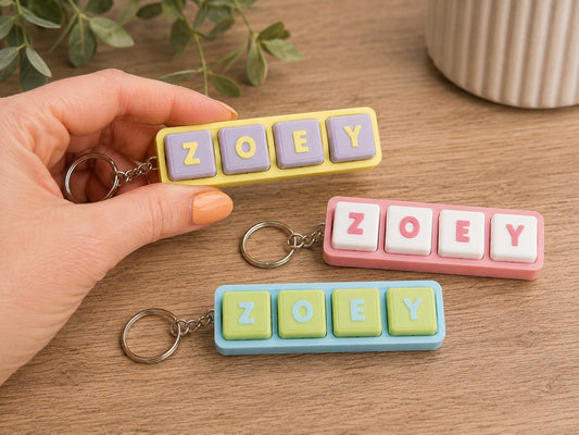 Personalized Name Fidget Keychain, Custom Clicker, Sensory Gift (3D Printed)