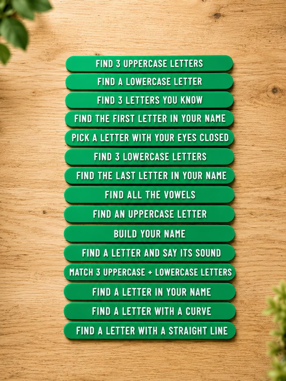 Palm Tree Alphabet Learning Set, ABC Letters, Preschool Literacy Activity, Sensory Bin Letters, Homeschool Learning Toy | Challenge Sticks