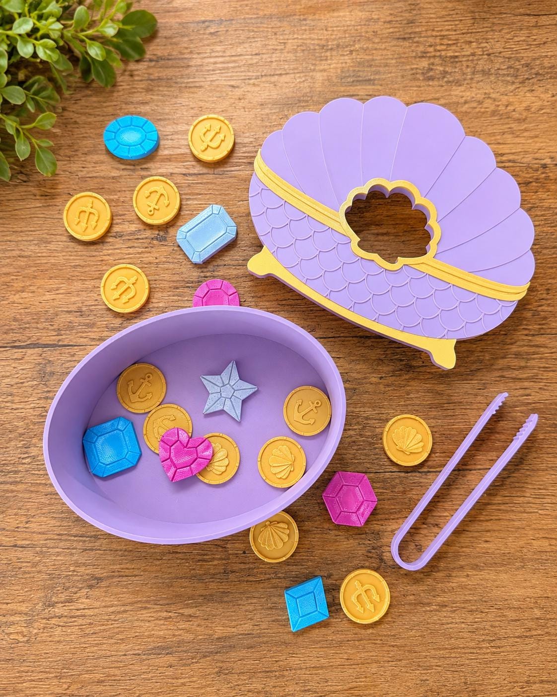 3D Printed Mermaid Treasure Drop, Fine Motor Sorting Toy, Sensory Play Set