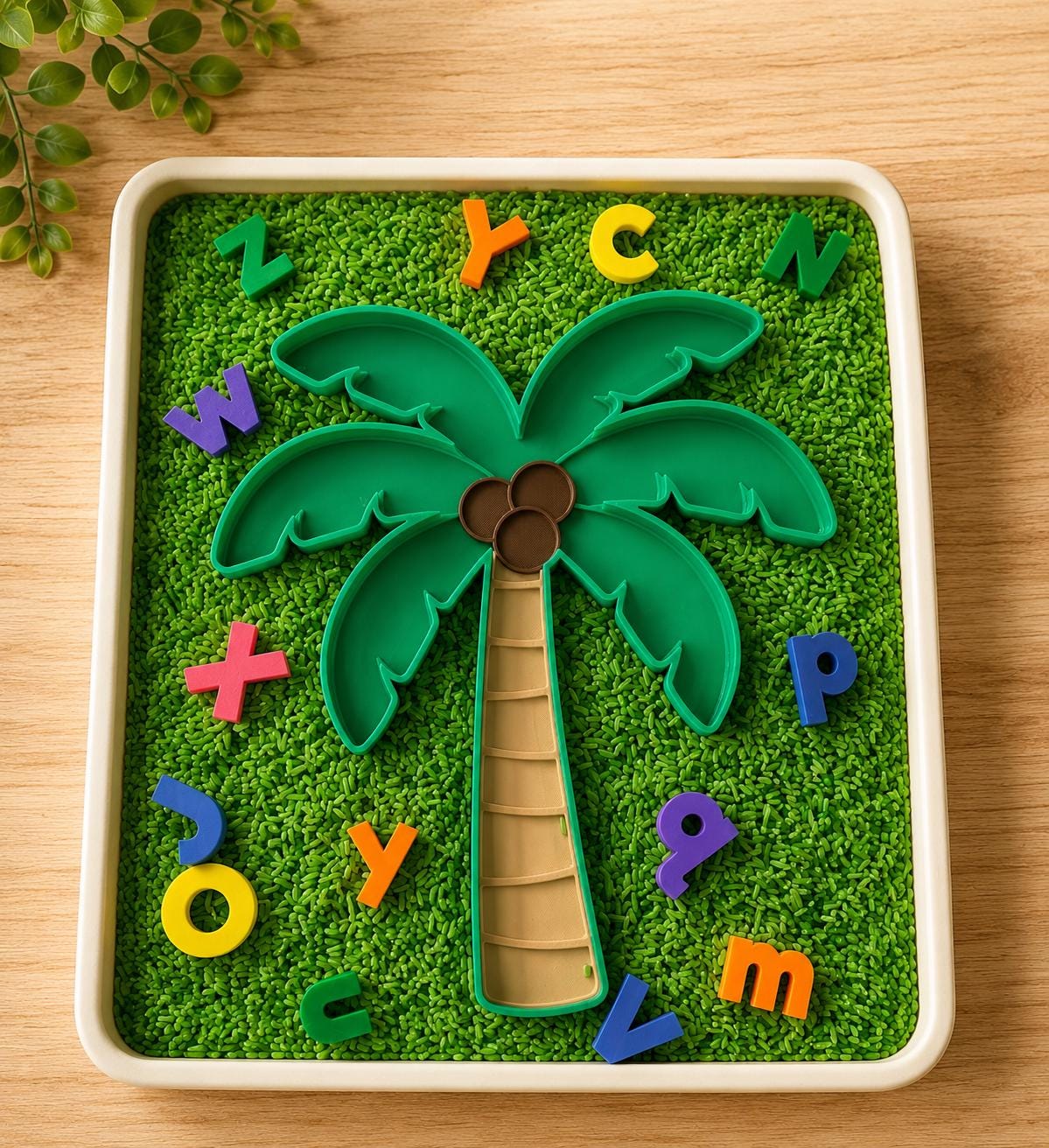 Palm Tree Alphabet Learning Set, ABC Letters, Preschool Literacy Activity, Sensory Bin Letters, Homeschool Learning Toy | Challenge Sticks