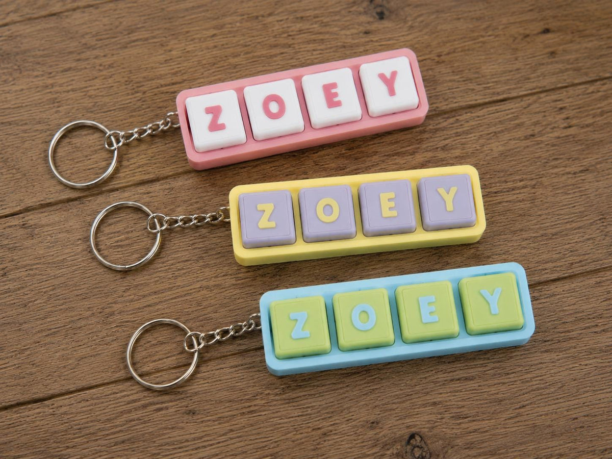 Personalized Name Fidget Keychain, Custom Clicker, Sensory Gift (3D Printed)