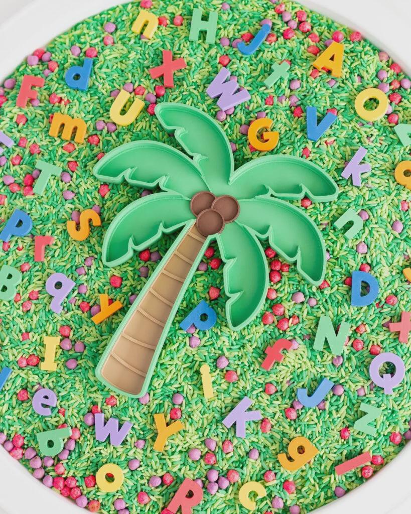 Palm Tree Alphabet Learning Set, ABC Letters, Preschool Literacy Activity, Sensory Bin Letters, Homeschool Learning Toy | Challenge Sticks