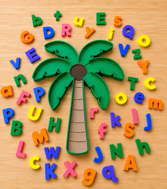 Palm Tree Alphabet Learning Set, ABC Letters, Preschool Literacy Activity, Sensory Bin Letters, Homeschool Learning Toy | Challenge Sticks