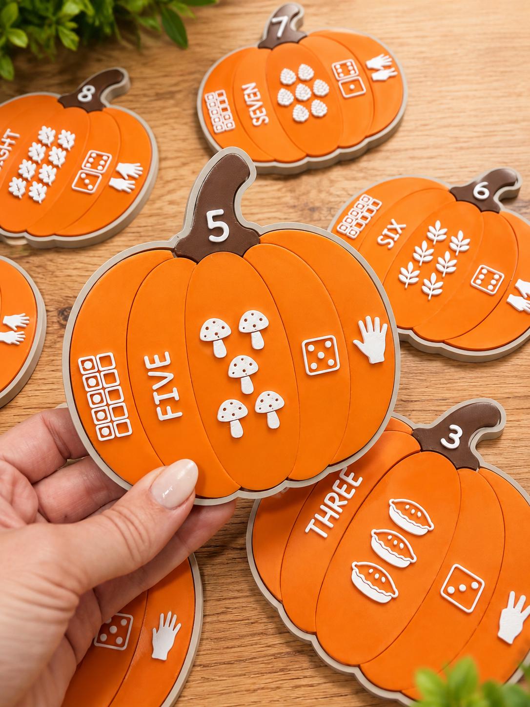 Pumpkin Number Sense Puzzle, Preschool Counting Activity, Fall Math Learning Toy, 3D Printed Puzzle, Homeschool Montessori