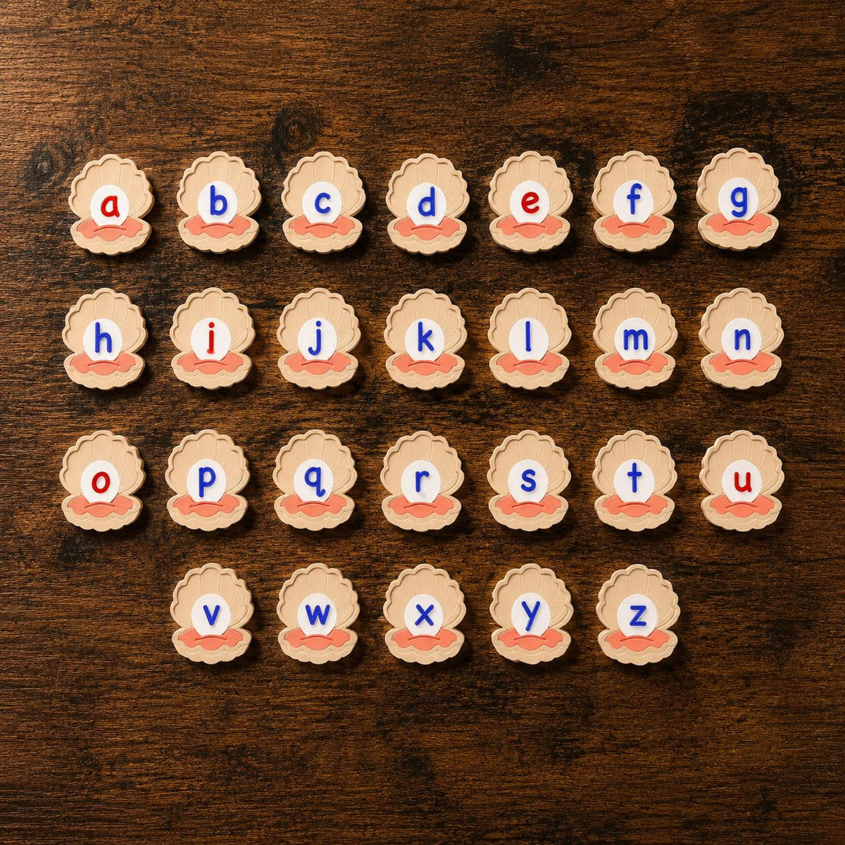 3D Printed Shell Alphabet Letters, Ocean Sensory Bin Toys, Preschool Learning Activity