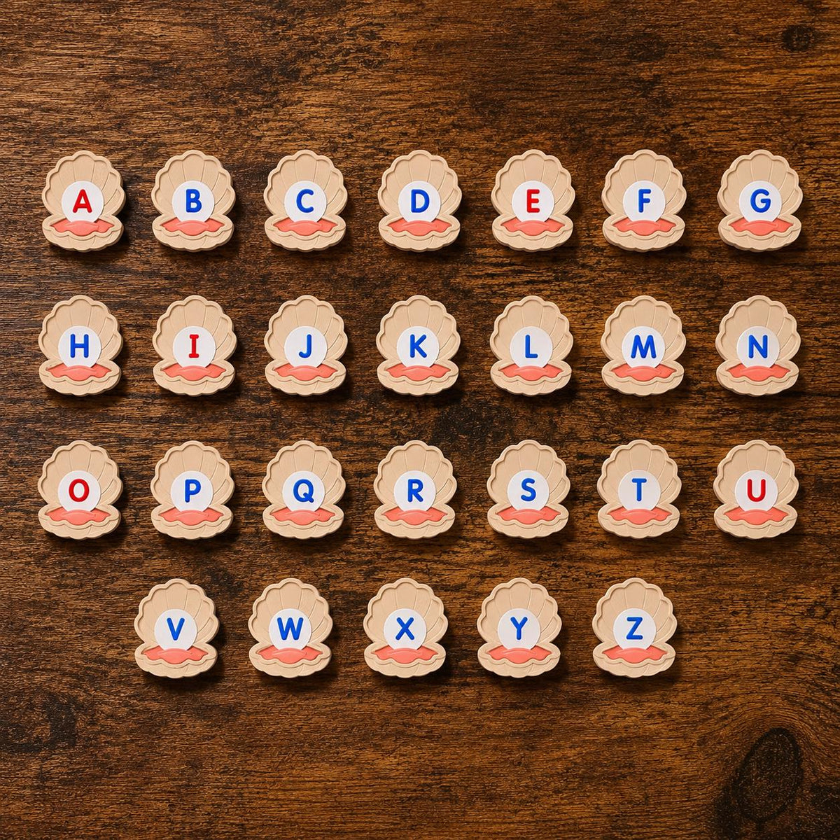 3D Printed Shell Alphabet Letters, Ocean Sensory Bin Toys, Preschool Learning Activity