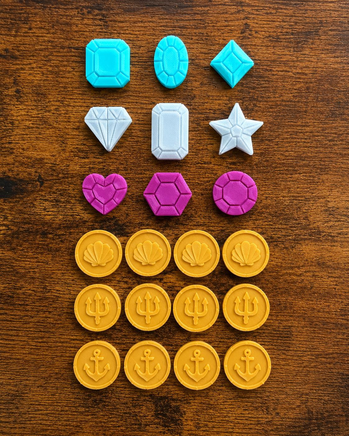 3D Printed Mermaid Treasure Drop, Fine Motor Sorting Toy, Sensory Play Set