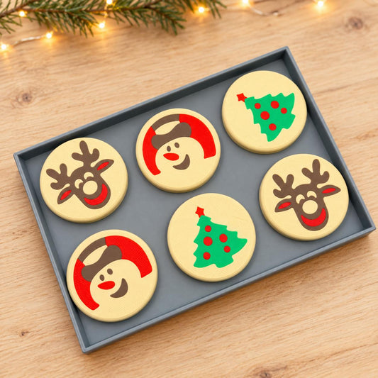 Christmas Pretend Play Cookie Set, 3D Printed PLA Play Food (6 Cookies + Tray)