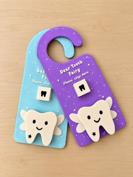 Tooth Fairy Door Hanger with Tooth and Money Pockets, Choice of 8 Colors