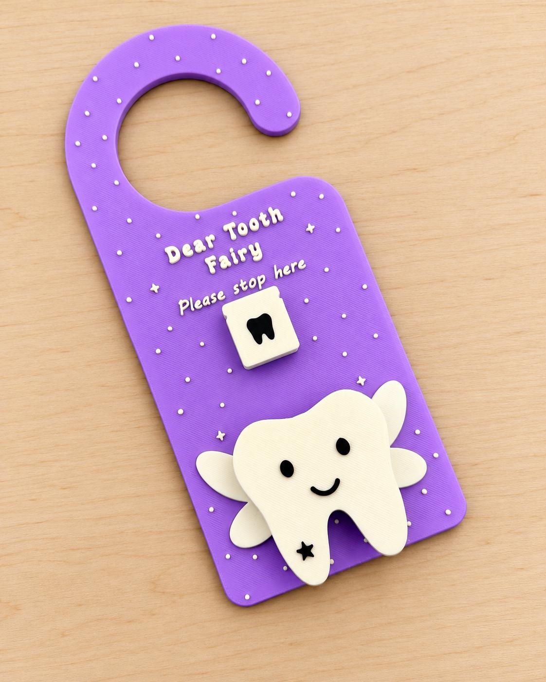 Tooth Fairy Door Hanger with Tooth and Money Pockets, Choice of 8 Colors