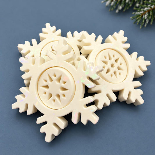Snowflake Spinner Fidget with Rainbow Shimmer, 3D Printed Winter Desk Toy, Christmas Stocking Stuffer