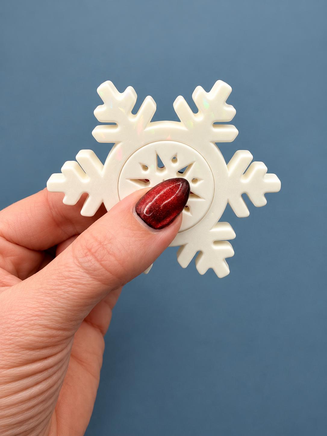Snowflake Spinner Fidget with Rainbow Shimmer, 3D Printed Winter Desk Toy, Christmas Stocking Stuffer