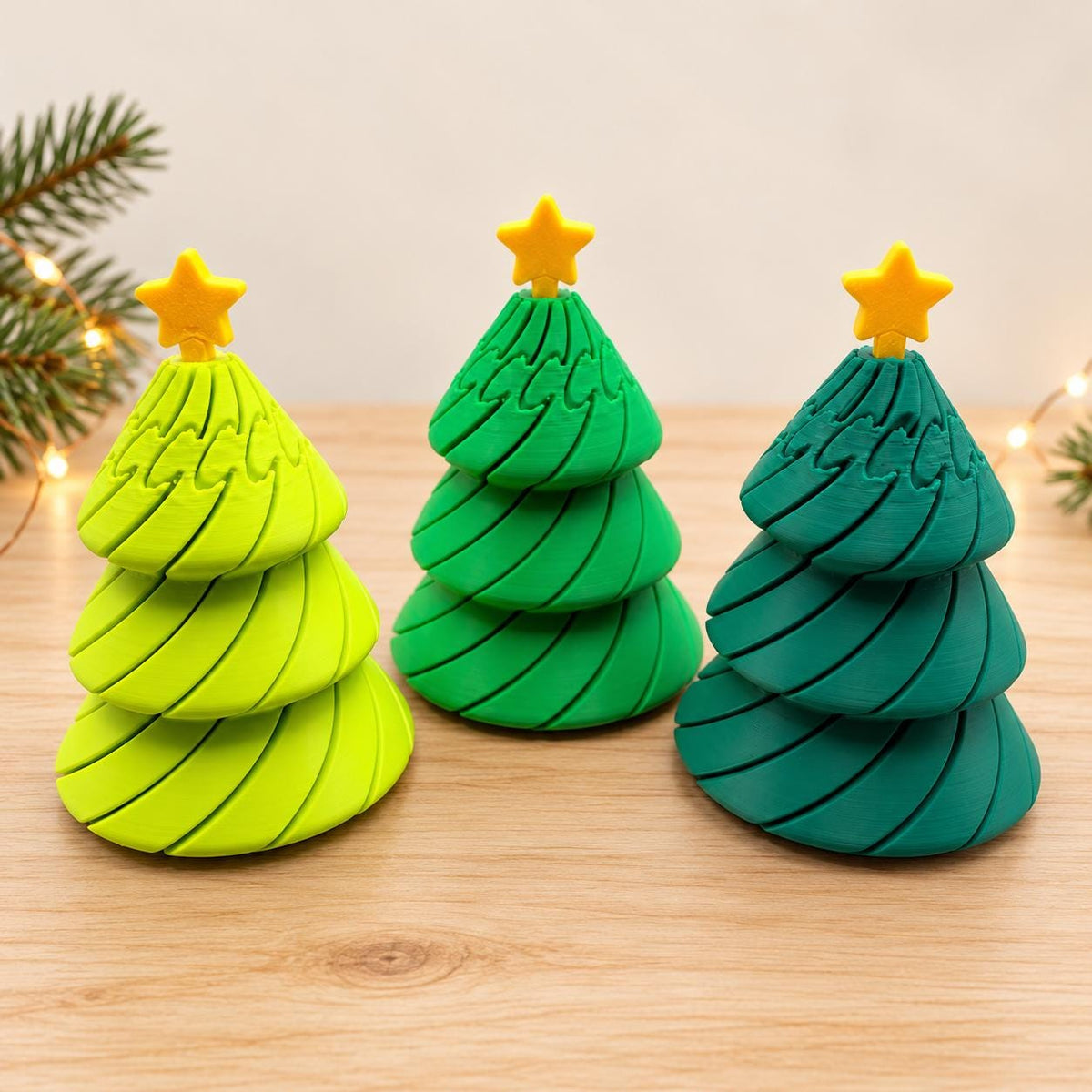 Twisty Christmas Tree Fidget, 3D Printed Spiral Tree with Star, Stocking Stuffer, Holiday Desk Toy