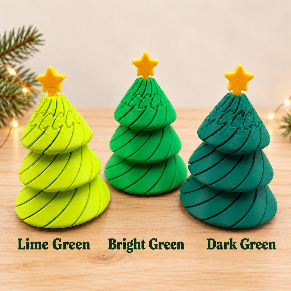 Twisty Christmas Tree Fidget, 3D Printed Spiral Tree with Star, Stocking Stuffer, Holiday Desk Toy