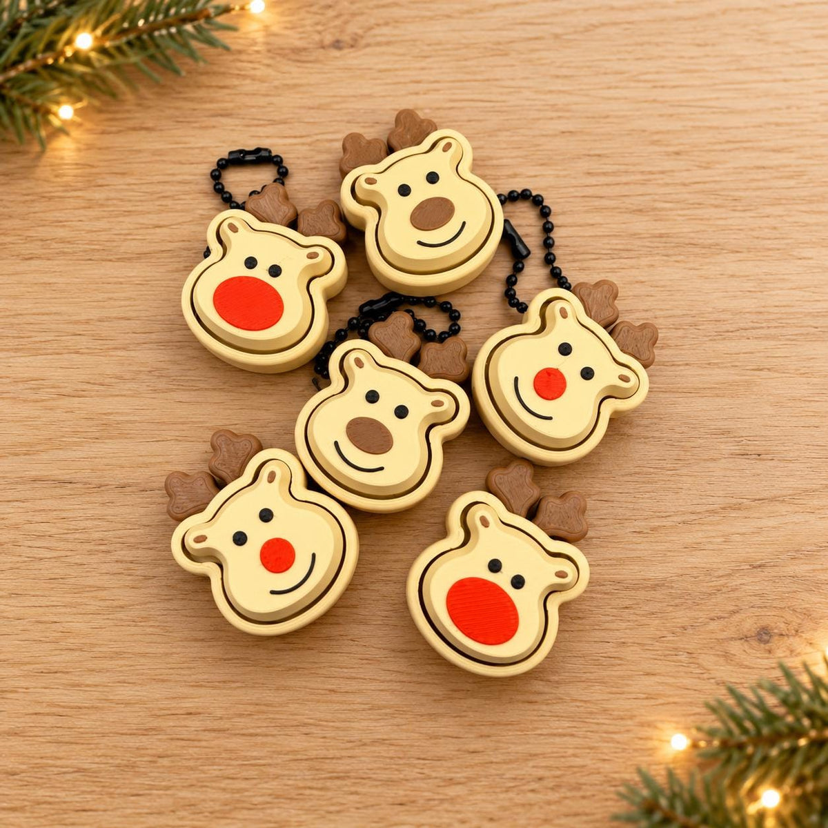 Reindeer Fidget Clicker, Christmas Keychain, Stocking Stuffer, 3 Holiday Styles