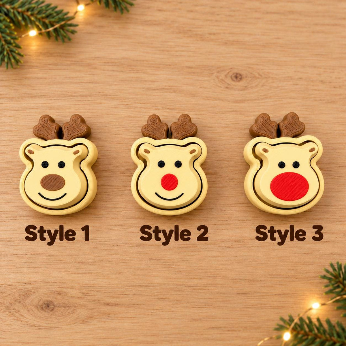 Reindeer Fidget Clicker, Christmas Keychain, Stocking Stuffer, 3 Holiday Styles