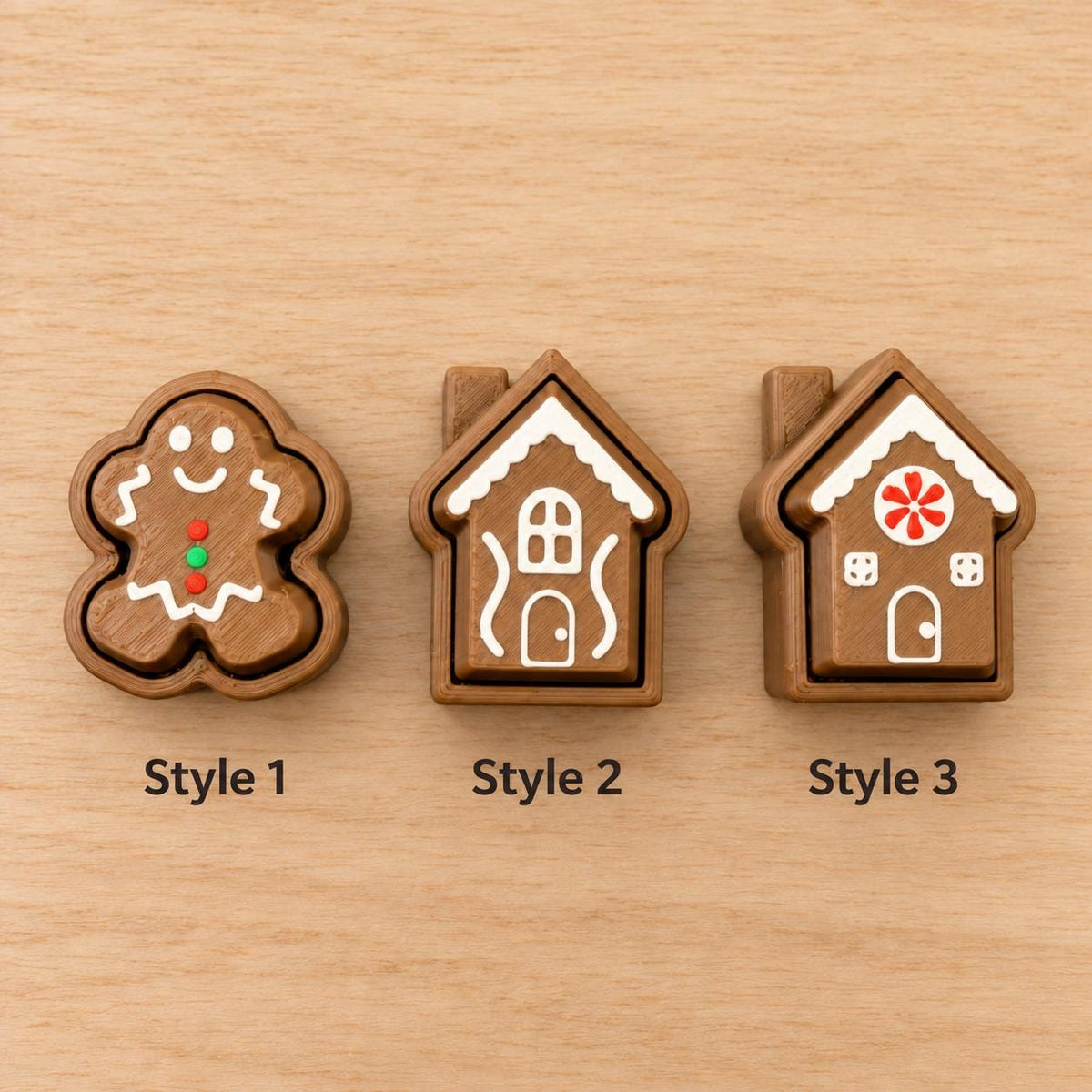 Gingerbread Fidget Clicker, Christmas Cookie & House Designs, Optional Keychain, Stocking Stuffer